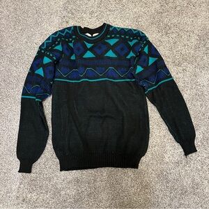 Women's VINTAGE Black and Blue Geometric Sweater